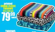 Printed Coral Fleece Throws-125x150cm Each