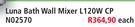 Luna Bath Wall Mixer L120W CP N02570-Each