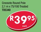 Creosote Round Pole 2.1m x 75/100 Treated T05340-Each