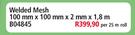 Welded Mesh 100mm x 100mm x 2mm x 1.8m B04845-Per 25m Roll