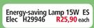 Energy Saving Lamp 15W ES Elec H19946-Each