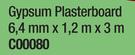 Gypsum Plasterboard 6.4mm x 1.2m x 3m C00080-Each