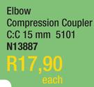 Elbow Compression Coupler C:C 15mm 5101 N13887
