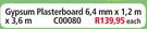 Gypsum Plasterboard 6.4mm x 1.2m x 3.6m C00080 Each