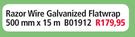 Razor Wire Galvanized Flatwrap 500mm x 15m B01912-Each
