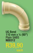 UG Bend 110mm x1/4(90 Degree) Plain SABS N00312-Each