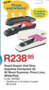 Rapid Stapler Half Strip Supreme Omnipress 30, 30 Sheet Supreme,PressLess,White/Pink