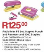 Rapid Mini F5 Set, Stapler, Punch And Remover And 1000 Staples