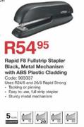 Rapid F8 Fullstrip Stapler Black,Metal Mechanism With ABS Plastic Cladding
