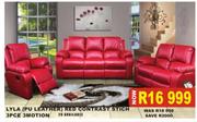 Lyla (Pu Leather) Red Contrast Stich 3 Pce 3 Motion