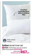 Sutton Duvet Inner Set (Feather/ Down Inner & 1 Standard Pillow Three Quarter)