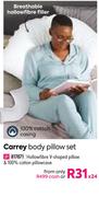 Carrey Body Pillow Set (Hollowfibre V-Shaped Pillow & 100% Cotton Pillowcase)