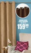Unlined Suede Eyelet Curtains-145x225cm-Each