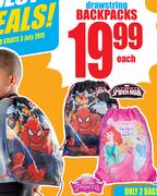 Disney Princess/Spider-Man Drawstring Backpacks-Each
