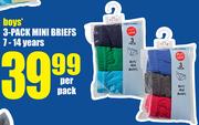 Boys 3 Pack Mini Briefs 7-14 Years-Per Pack