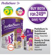 Pedia Sure 3+ Nutritional Supplement 850g Plus Ready To Drink Nutritional Supplement 180ml-Both For