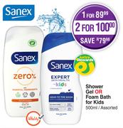 Sanex Shower Gel Or Foam Bath For Kids Assorted-500ml