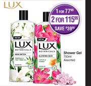 Lux Shower Gel Assorted-For 2 x 750ml