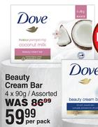 Dove Beauty Cream Bar Assorted-4 x 90g Per Pack