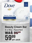 Dove Beauty Cream Bar Assorted-4 x 90g Per Pack