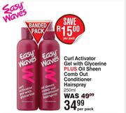 Easy Waves Curl Activator Gel With Glycerine Plus Oil Sheen Comb Out Conditioner Hair Spray-250ml