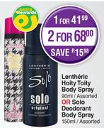 Lentheric Hoity Toity Body Spray 90ml Or Solo Deodorant Body Spray 150ml-For 2