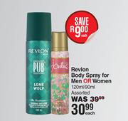 Revlon Body Spray For Men Or Women Assorted-120ml/90ml Each