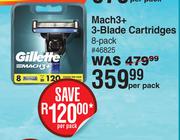 Gillette Mach3+ 3-Blade Cartridges 8 Pack-Per Pack