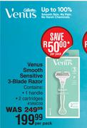 Gillette Venus Smooth Sensitive 3-Blade Razor-Per Pack