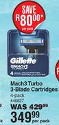 Gillette Mach3 Turbo 3-Blade Cartridges 4 Pack-Per Pack