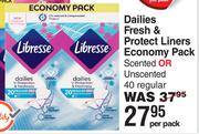Libresse Dailies Fresh & Protect Liners Economy Pack Scented Or Unscented 40 Regular-Per Pack