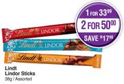 Lindt Lindor Sticks Assorted-38g