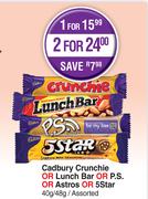 Cadbury Crunchie Or Lunch Bar Or P.S Or Astros Or 5 Star Assorted-40g/48g