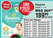 Pampers Nappies Sizes 1-6 Value Pack-Per Pack