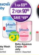 Johnson's Baby Aqueous Cream Or Jelly Assorted-For 2 x 500ml