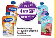 Purity Puree Pouches Or Junior! Smoothie Pouches Assorted-110ml