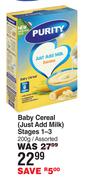 Purity Baby Cereal (Just Add Milk) Stages 1-3 Assorted-200g