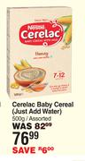 Nestle Cerelac Baby Cereal (Just Add Water) Assorted-500g 