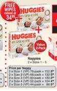 Huggies Nappies 2 x Sizes 1-5 Value 2 Pack-Each
