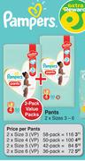 Pampers Pants 2 Pack Sizes 3-6 Value Packs-Each