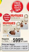 Huggies Nappies 2 x Sizes 1-2-Per 2 Pack