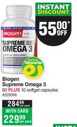 Biogen Supreme Omega 3 60 Plus 10 Softgel Capsules-Per Pack