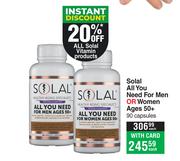 Solal All You Need For Men Or Women Ages 50+ 90 Capsules-Each