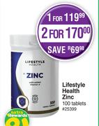 Lifestyle Health Zinc 100 Tablets-For 1