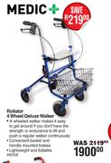 Medic+ Rollator 4 Wheel Deluxe Walker