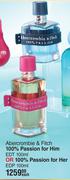Abercrombie & Fitch 100% Passion For Him EDT 100ml Or 100% Passion For Her EDP 100ml-Each