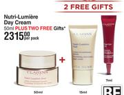Clarins Nutri Lumiere Day Cream 50ml Plus Two Free Gifts-Per Pack