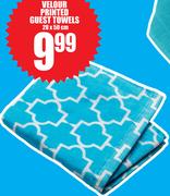 Velour Printed Guest Towels 28x50Cm