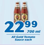 All Gold Tomato Sauce-700ml Each