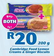 Cambridge Food Lemon Cream & Ginger Biscuits-200g For Both